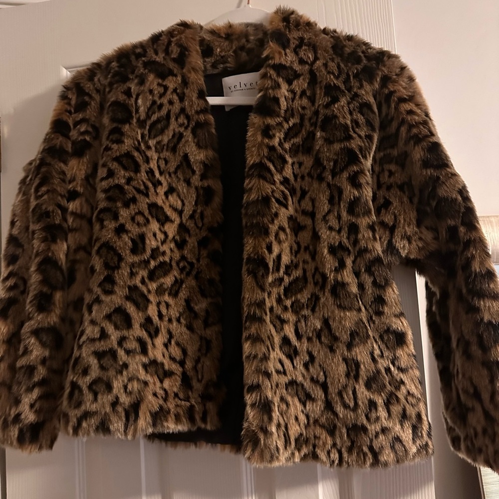 Velvet faux fur leopard print jacket 🐆
